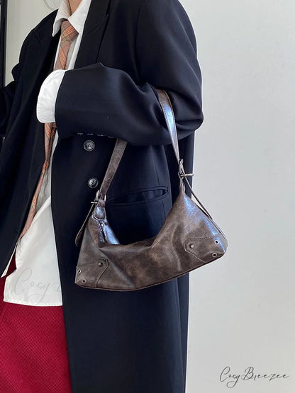 Retro PU Leather Y2K Bag shoulder-250126