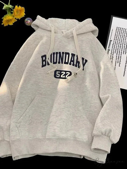 Retro Relaxed High Street Letter Hoodie GRAY / M(40-45KG) hoodies-241228