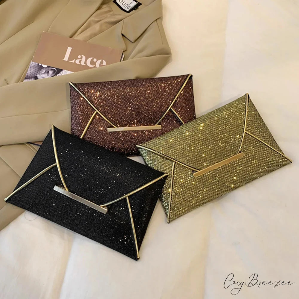 Retro Sequins Party Clutch Black wristlet-250126