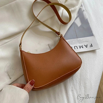 Retro Solid Color PU Leather Underarm Bag light brown / 20x14x5cm shoulder-250126