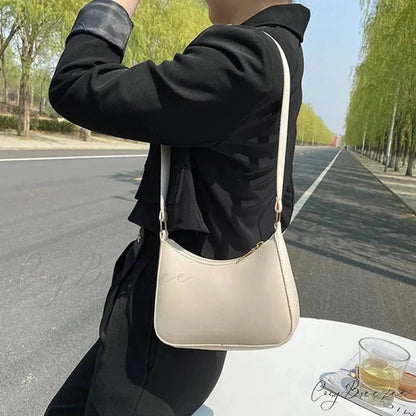Retro Solid Color PU Leather Underarm Bag shoulder-250126