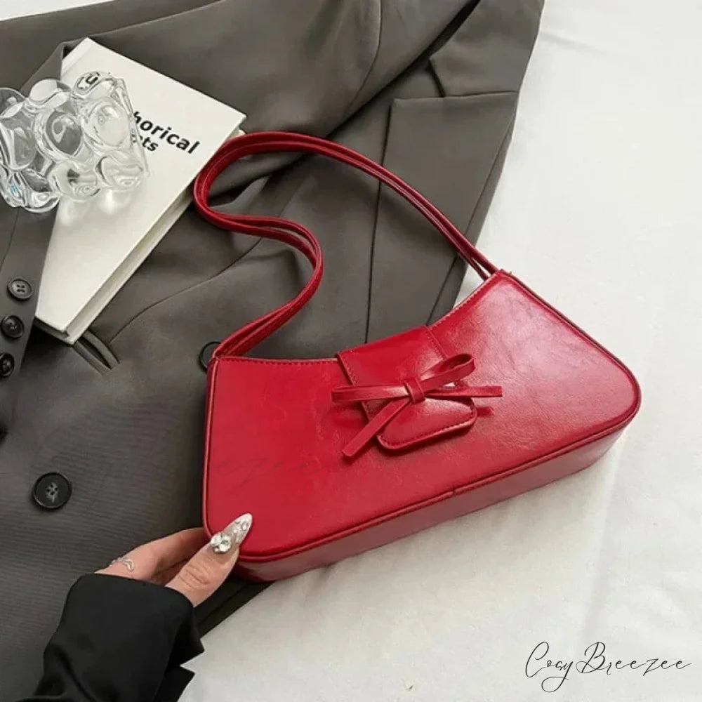 Retro Spring PU Leather Underarm Bag Red shoulder-250126