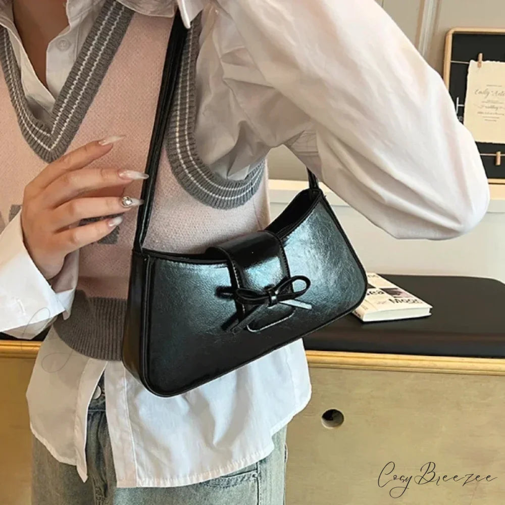 Retro Spring PU Leather Underarm Bag shoulder-250126