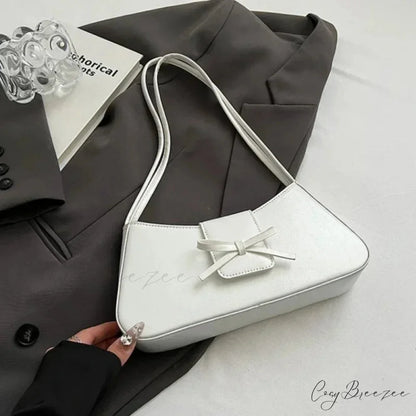 Retro Spring PU Leather Underarm Bag White shoulder-250126