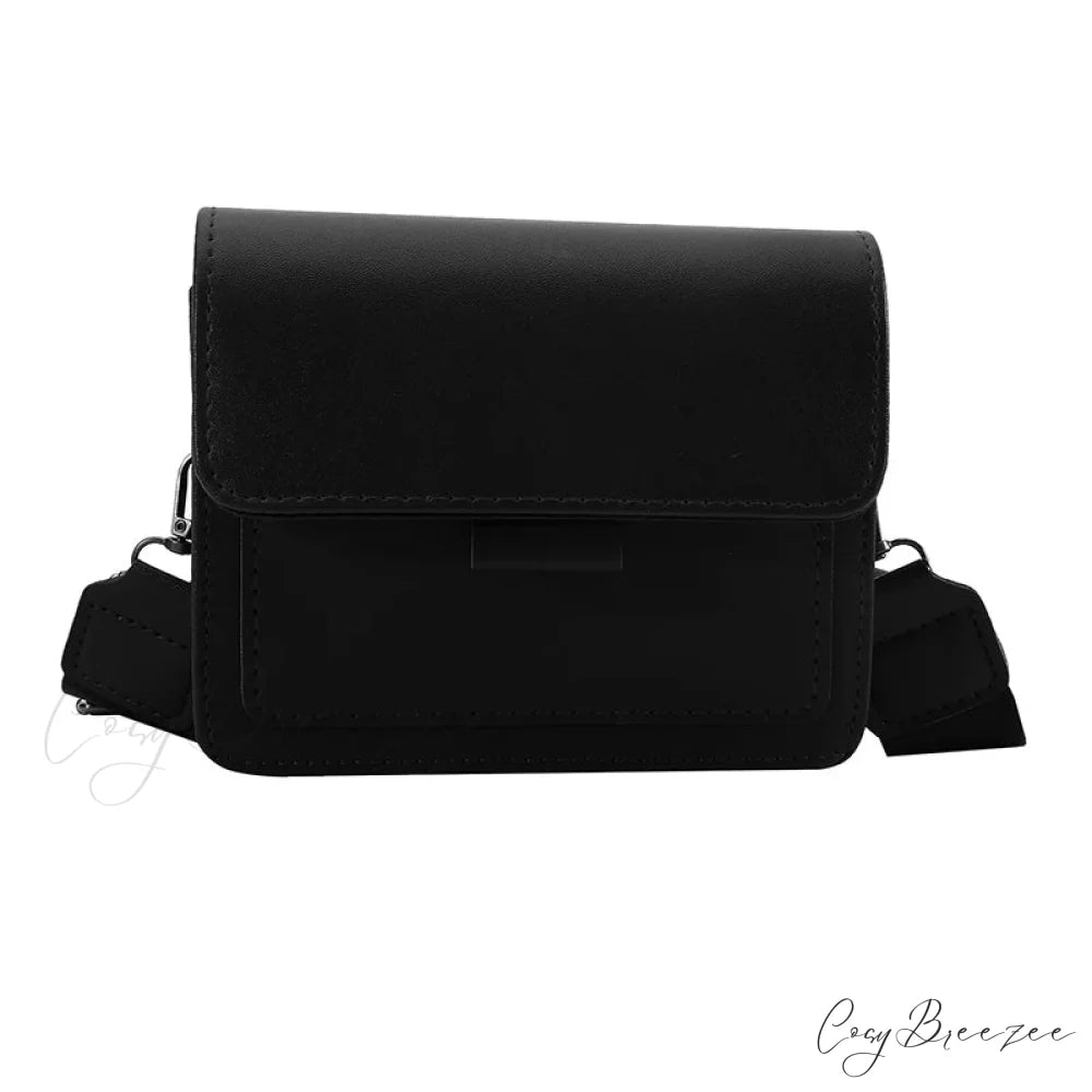 Retro Square Wide Strap Crossbody Bag Black crossbody-250126