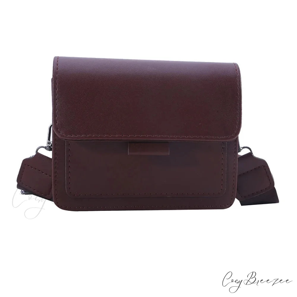 Retro Square Wide Strap Crossbody Bag Dark brown crossbody-250126