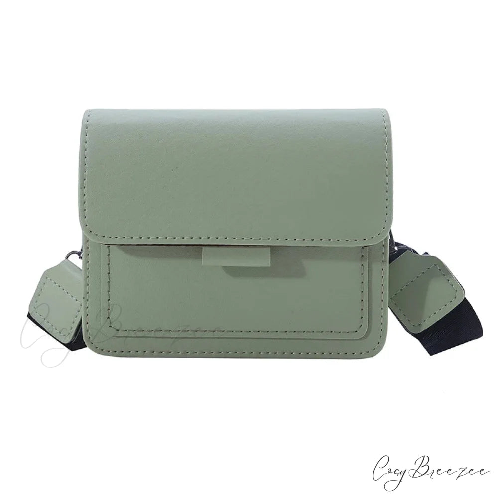 Retro Square Wide Strap Crossbody Bag Light green crossbody-250126