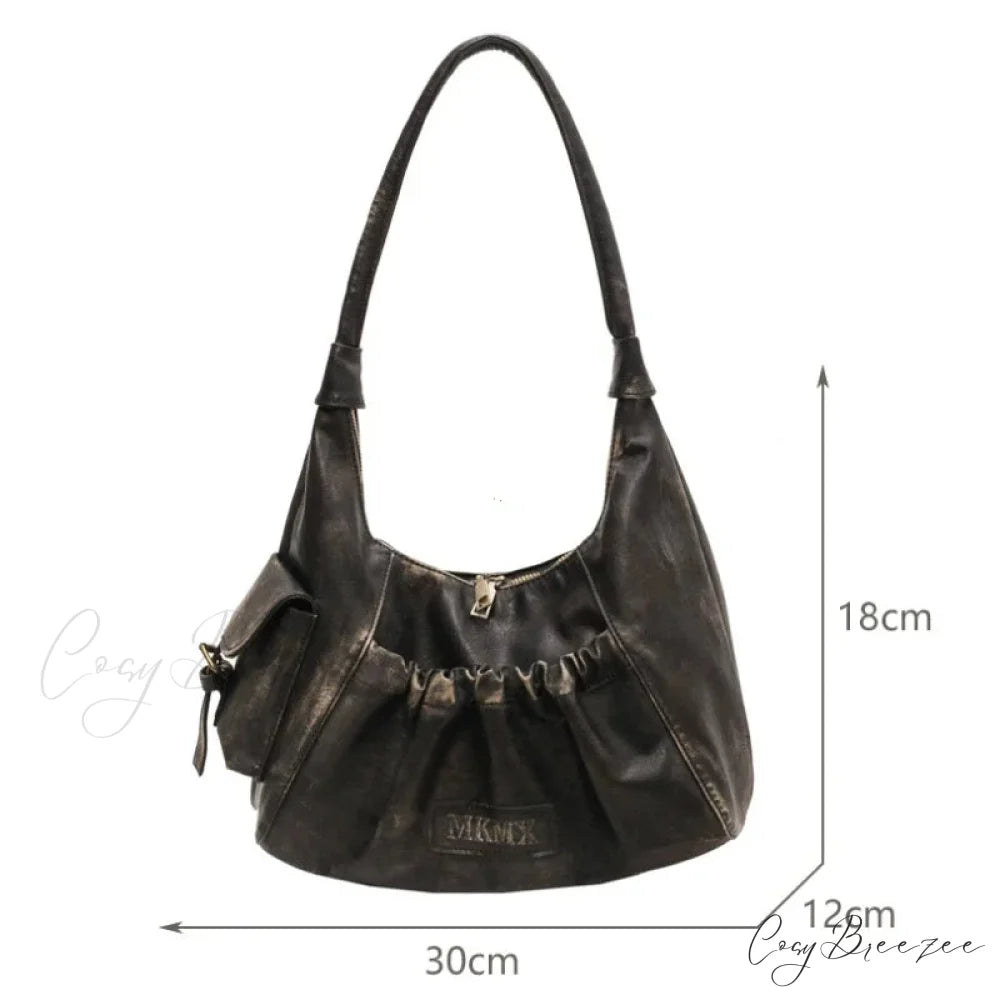 Retro Winter Leather Underarm Bag shoulder-250126
