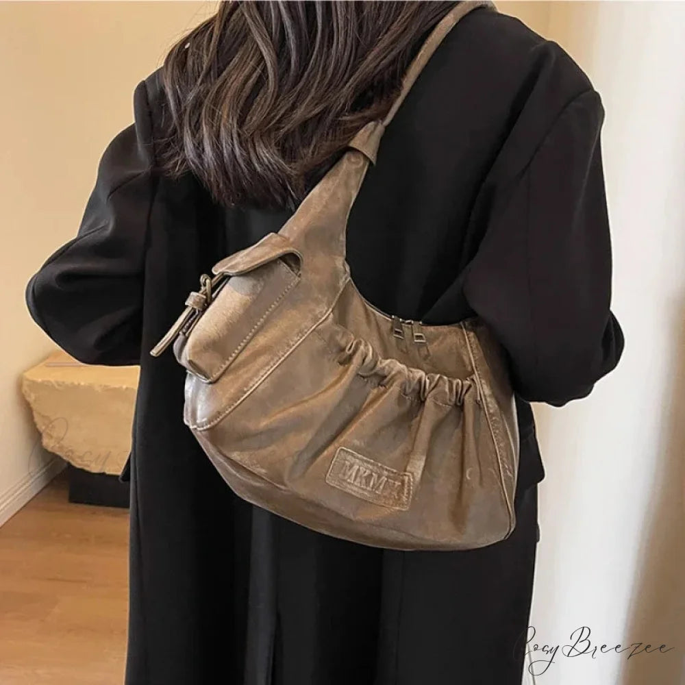 Retro Winter Leather Underarm Bag shoulder-250126