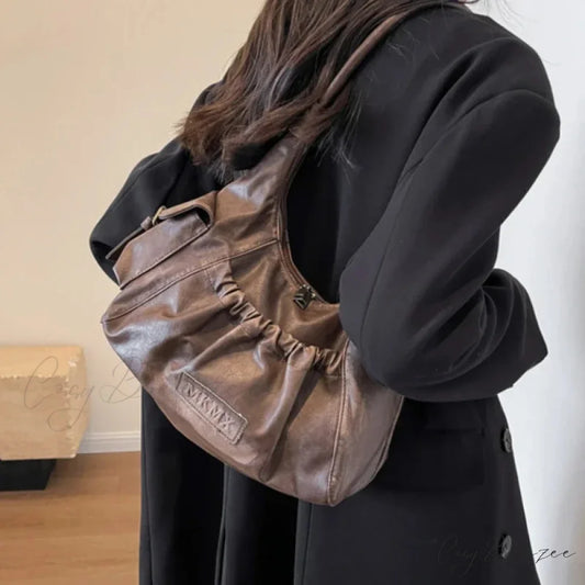 Retro Winter Leather Underarm Bag shoulder-250126