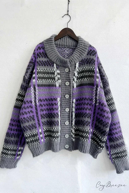 Retro with Striped Cardigan Contrast