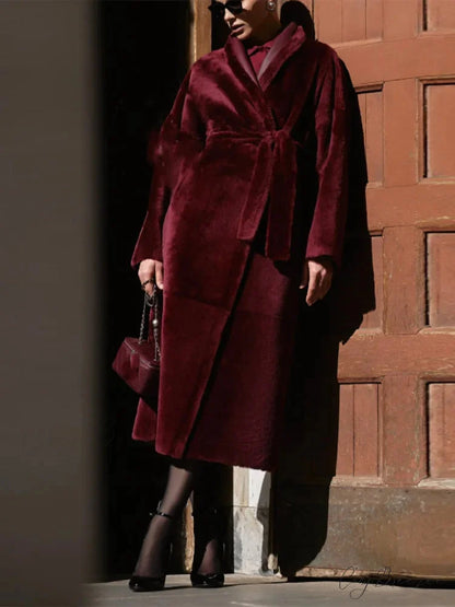 Reversible Burgundy Faux Fur Coat