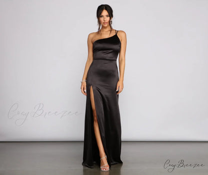 Rhiannon Elegant Satin Dress BLACK / S