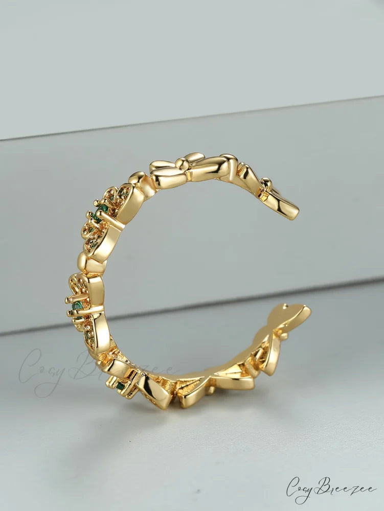 Rhinestone Butterfly Decor Cuff Ring