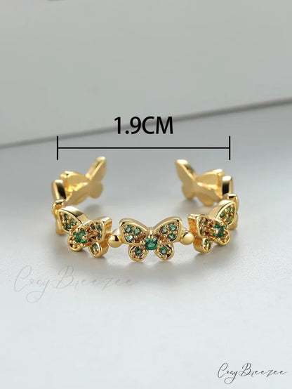 Rhinestone Butterfly Decor Cuff Ring