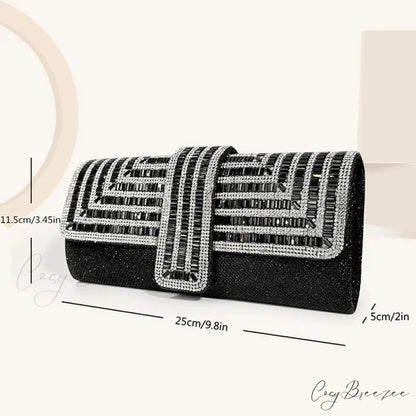 Rhinestone Glitter Evening Clutch Wristlet (20cm / Black wristlet-250126
