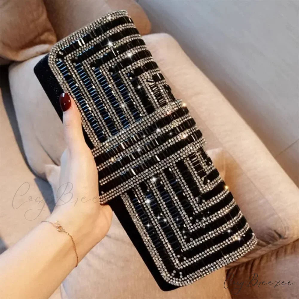 Rhinestone Glitter Evening Clutch Wristlet (20cm / Black wristlet-250126