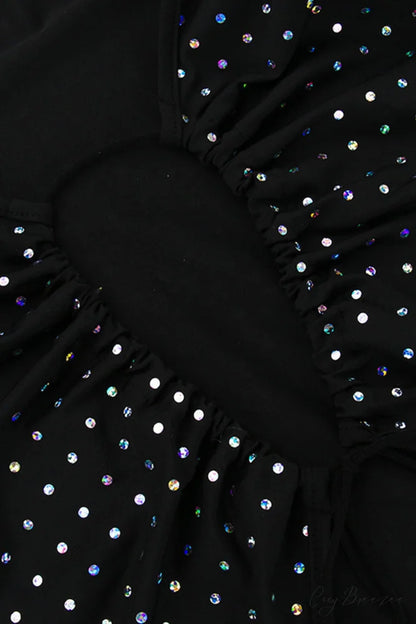 Rhinestone Mesh Cutout Dress