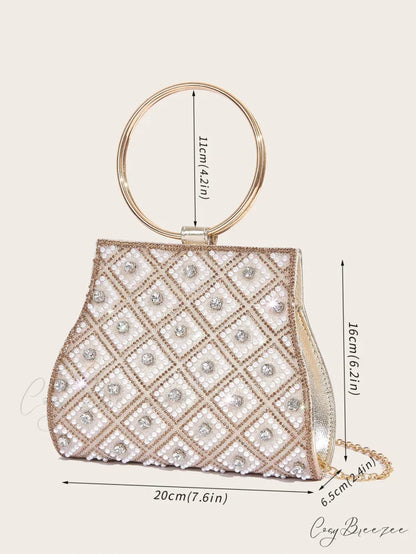 Rhinestone PU Leather Party Wedding Fashion Clutch Bag Gold clutchbag-250126