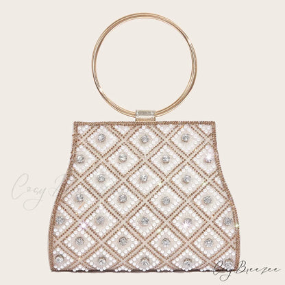 Rhinestone PU Leather Party Wedding Fashion Clutch Bag Gold clutchbag-250126