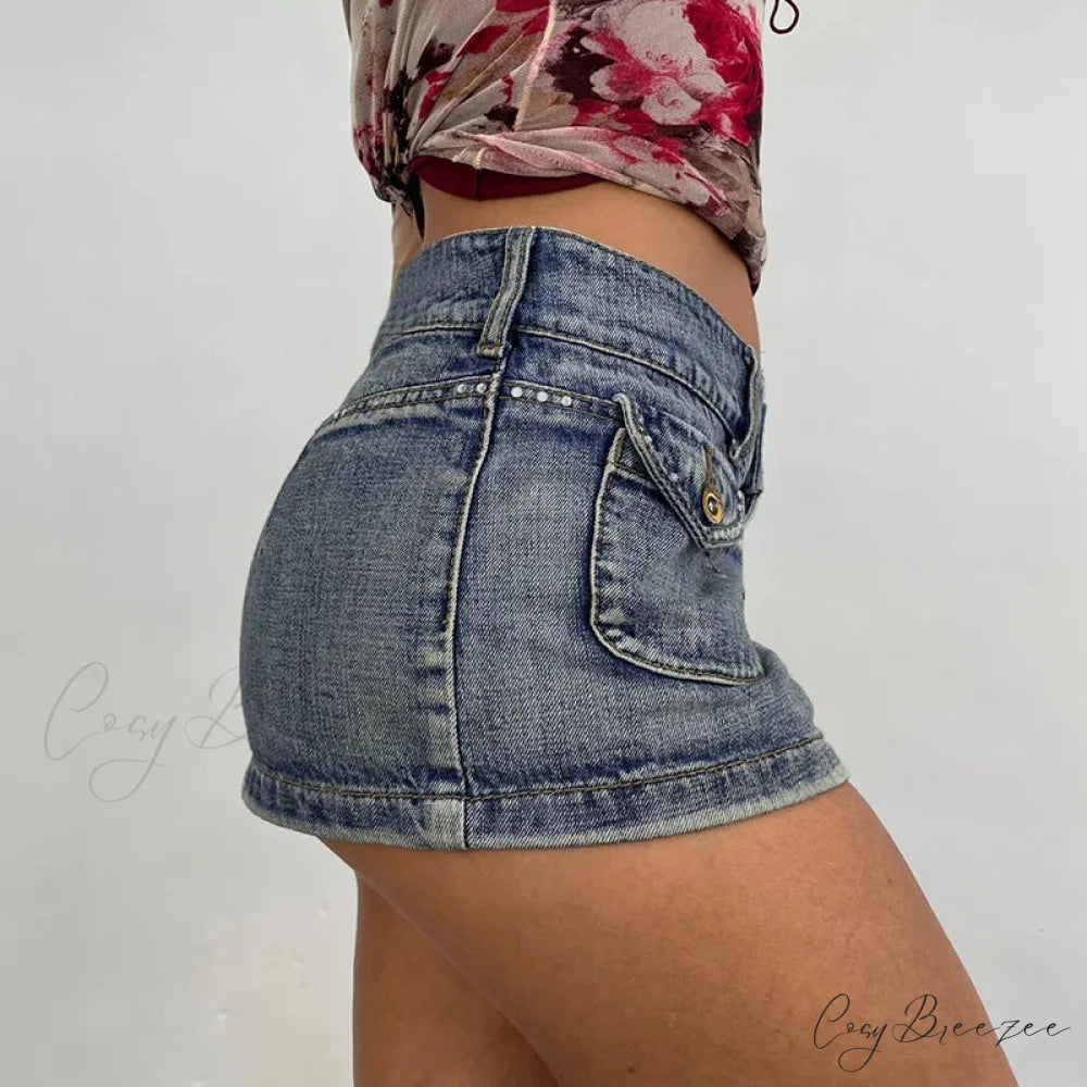 Rhinestone Punk Pocket Skirt skirts-250223