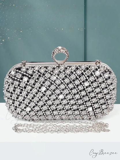 Rhinestone Square Purse Designer Bag Black clutchbag-250126
