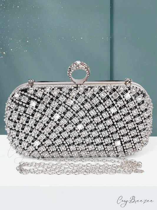 Rhinestone Square Purse Designer Bag Black clutchbag-250126