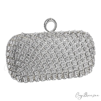Rhinestone Square Purse Designer Bag Silver clutchbag-250126