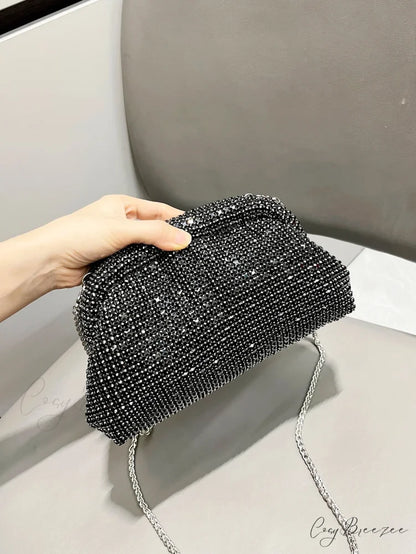 Rhinestones Designer Clutch Evening Bag Black clutchbag-250126