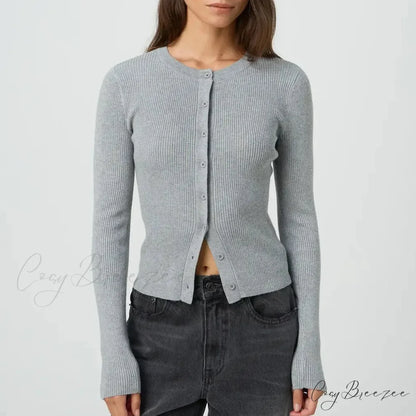 Ribbed Slim Button-Up Full Sleeve Cardigan cardigans-241228