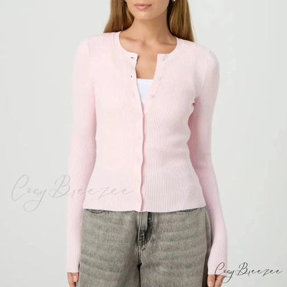 Ribbed Slim Button-Up Full Sleeve Cardigan cardigans-241228