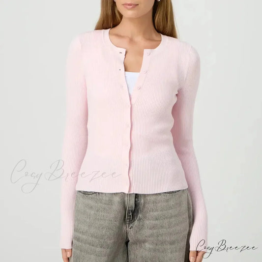 Ribbed Slim Button-Up Full Sleeve Cardigan cardigans-241228