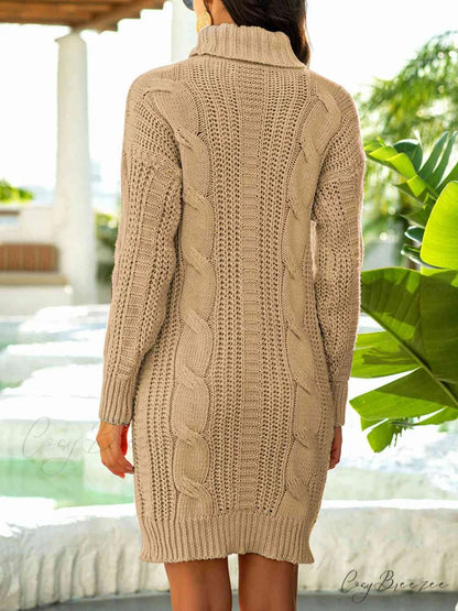 Ribbed Turtleneck Sweater Dress