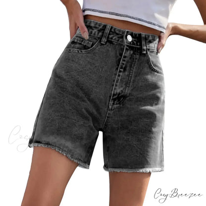 Ripped Hole Hem Denim Hotpants Shorts blue7 / S short-250223