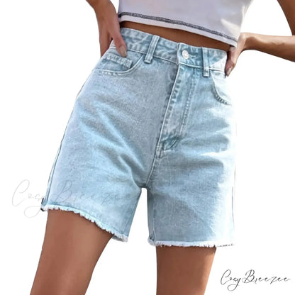 Ripped Hole Hem Denim Hotpants Shorts blue8 / S short-250223