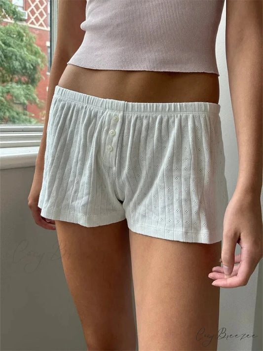Rolled Embroidered Denim Short white / S short-250223