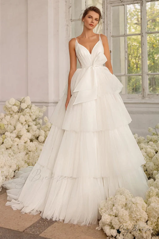 Romantic Glam Ivory Trendy Tulle Tiered Maxi Dress Ivory / 2