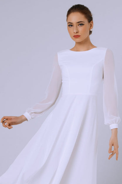 Romantic Moments Long Trendy Sleeve Midi Dress