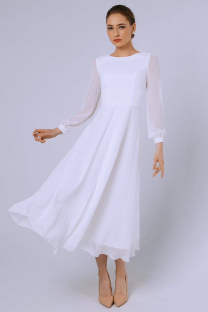 Romantic Moments Long Trendy Sleeve Midi Dress