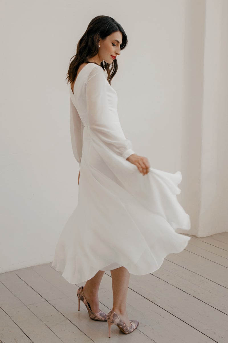 Romantic Moments Long Trendy Sleeve Midi Dress