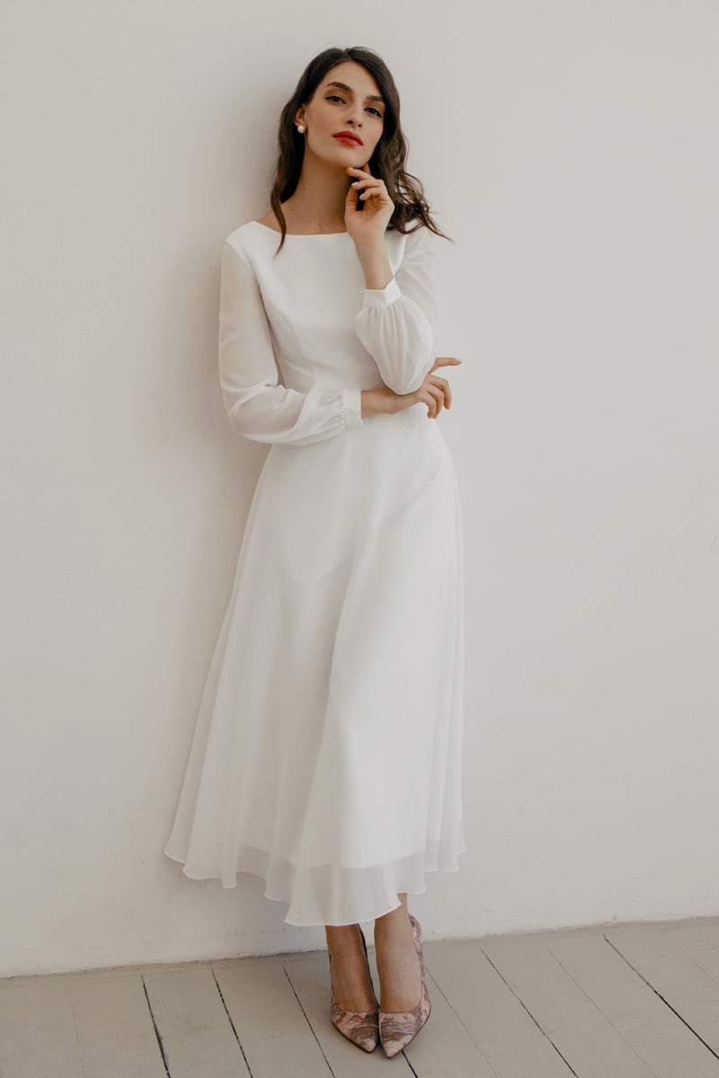 Romantic Moments Long Trendy Sleeve Midi Dress