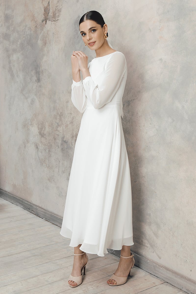 Romantic Moments Long Trendy Sleeve Midi Dress