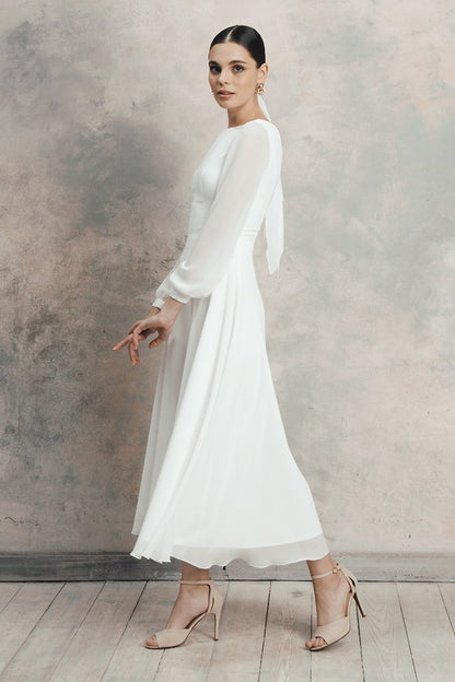 Romantic Moments Long Trendy Sleeve Midi Dress