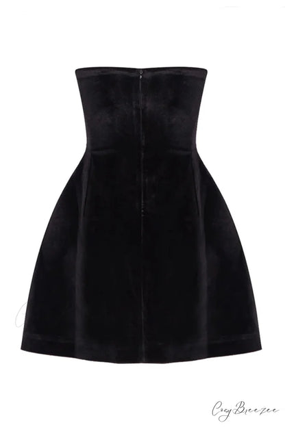 Romantic Vibe Strapless Trendy Black Mini Dress