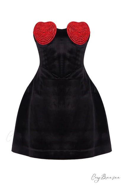 Romantic Vibe Strapless Trendy Black Mini Dress