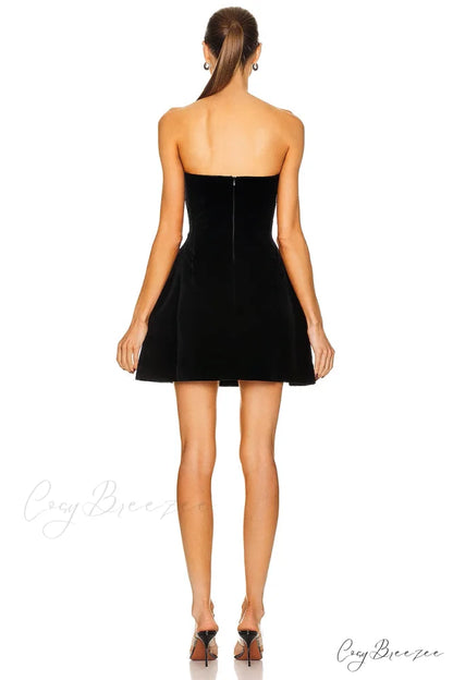 Romantic Vibe Strapless Trendy Black Mini Dress