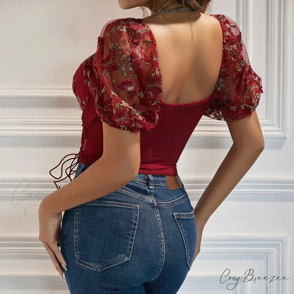 Rose Bandage Off Shoulder Halter Backless Bare Midriff Tube Crop Top croptop-250126