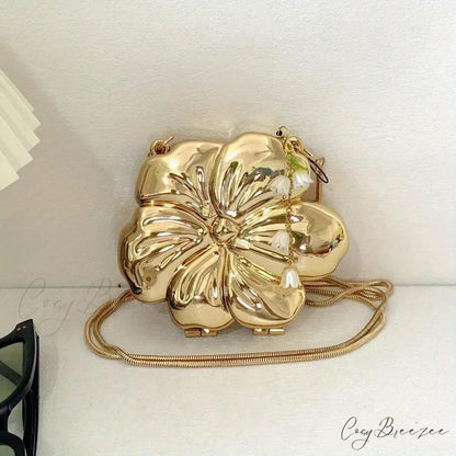 Rose Gold Floral Acrylic Clutch Bag Gold clutchbag-250126