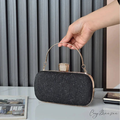 Rose Gold Sequin Evening Clutch Black clutchbag-250126