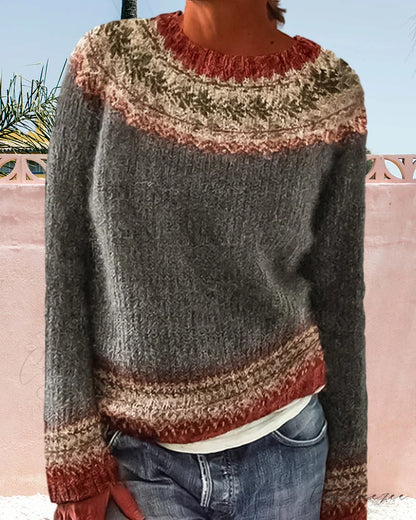 Round Colorblocked with Neck Sweater Design
